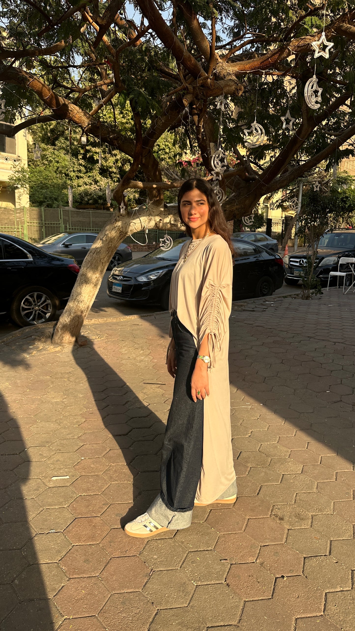 Basic Flowy top in Nude