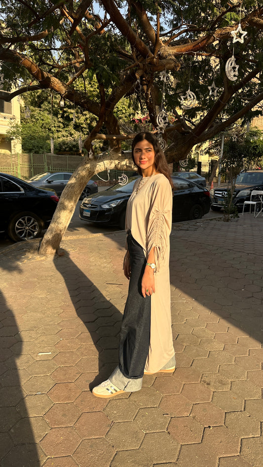 Basic Flowy top in Nude